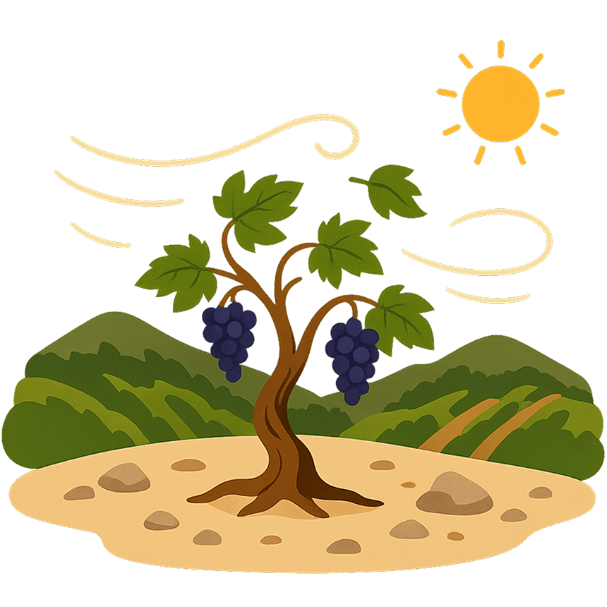 Illustration du climat climat chaud, sec et venteux